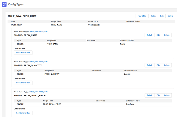 TableRow COnfig type 2